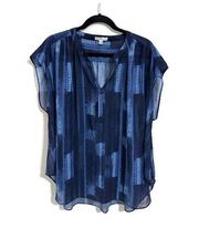 H By Halston Blouse Size Large Women's Lightweight Tunic Sleeveless Geometric