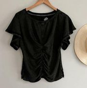 Anthropologie | Pilcro Ruched Tee | Black | Sz XS