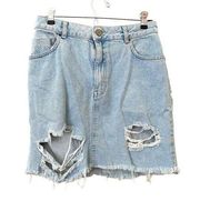 ASOS Distressed Denim Mini Skirt Sz 10