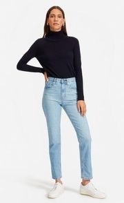 Everlane the High Rise Cheeky Straight Jean Light Wash Button Fly Size 26 Waist