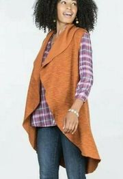 Matilda Jane Women’s Burnt Orange Run-Through Vest Open Front Cardigan Sz Med