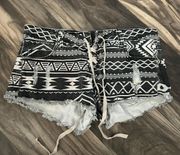 boho tribal denim shorts