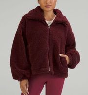 Lululemon  Cinchable Fleece Zip Up Jacket inRed Merlot 6