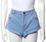 mid rise light wash mini Jean Denim Shorts