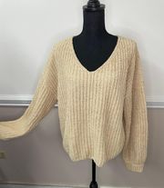 Yellow V-Neck Sweater Size Large