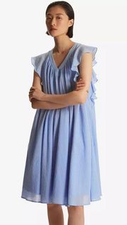 blue Flutter Cap Sleeve Dress