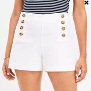 NWT Ann Taylor LOFT White Linen Blend Sailor Shorts Size 4