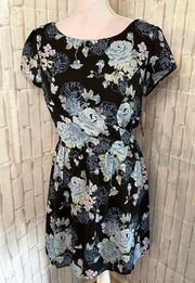 NWT Three Pink Hearts Blue Floral Lined Dress Sz 11