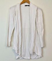 AVA Solid Cream Off White Long Sleeve Viscose Open Knit Cardigan Sweater Large L