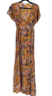 Patrons of Peace Flyaway Hem Floral Maxi Dress Small faux wrap