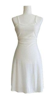 Olivia Rae Dress White Texture Swiss Dot Sleeveless Back Knot Tie Mini Small