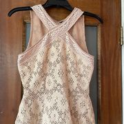 BCBG  Maxazria Peachy Cream Cross Peplum Sleeveless Blouse