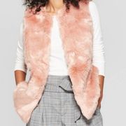 A New Day Pink Faux Fur Sleeveless Open Front Vest Women's Size Small S