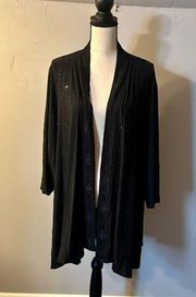 Susan Graver Sequin Open Top Blouse Black Embroidered Size 3X Wedding Curvy