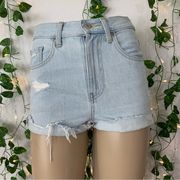 Uniqlo Jean Denim Distressed Light Faded High Waisted Shorts Size 24