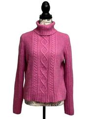 Hillard And Hanson Womens Angora Wool Turtleneck Pink Pullover Sweater Sz Large