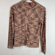 Missoni for Target Womens Sweater M Cardigan Chevron Brown Metallic Gold Thread