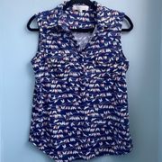 Eden & Olivia Birds On A Wire Collared 3/4 Button Down Tank Size Small