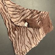 Talbots Women's Animal Print Frayed Edge Rayon Wrap Shawl Scarf Brown Size 60x17