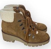 Blondo Devin Tan Sherpa Lined Combat and Lace up Waterproof  Boots