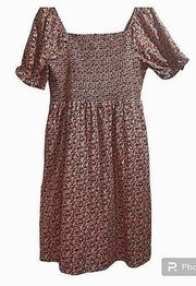 Cottagecore floral smocked romantic feminine garden 100% Cotton plus size dress