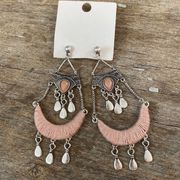 NWT free people pink stone silver dangle earrings