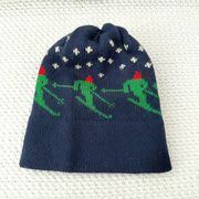 The Mountain Lid Vintage Navy Blue Green Red Ski Snow Winter Handknit Beanie