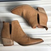 Beast Fashion Bootie Sz 6.5 Sunny-01 Slip On Side Cut Out Western Cognac Brown