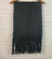 New Lucky Brand cozy long gray winter scarf with fringe NWT