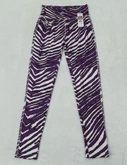 Zubaz NFL Baltimore Ravens Purple & White Striped Majestic Yoga Pants Womens M