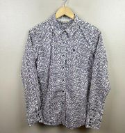 Ariat Fitted Button Up Shirt Womens Size Medium Western Rodeo Triangle Print