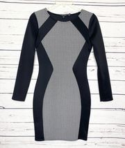 XOXO Black & White Geometric Long Sleeve Bodycon Mini Dress Size 4 Small