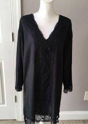 NWT Isaac Mizrahi Black Daisy Swimsuit Cover Up, Size  L