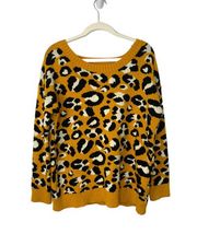 Cozy Casual Leopard Print Sweater Cut Out Back Medium Large