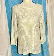 NWT  Ivory Knit Sweater with Sheer Back