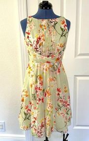 Dress Barn Light Green Sleeveless Floral Chiffon Dress