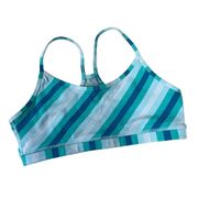 Lululemon  Blue Striped Racerback Light Support Yoga Bra - Size 6 - Mesh Back