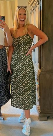 Floral Olive Green Midi Dress