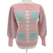 LoveShackFancy‎ Gizela Pullover Fairy Forest Pink Heart Sweater Sz Small Women's