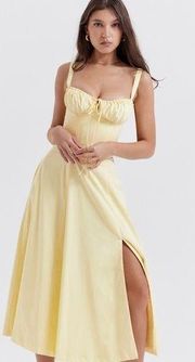 HOUSE OF CB 'Carmen' Buttercup Bustier Sundress yellow NWOT size S