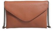 J.Crew Leather Envelope Chain Strap Clutch Purse in Brown