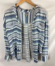 Falls Creek Striped Button Down Shirt Size Large