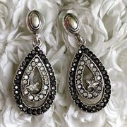 Authentic Brighton Starlight Crystal Star Black/White Teardrop Earrings. EUC!