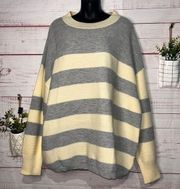 New | Pologram Boutique Ivory & Geay Striped Sweater | Women’s 2X