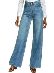 New We Wore What High Rise Wide Leg Rigid Denim Jeans Foam Blue 24