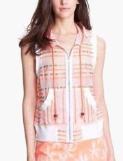 Milly of New York Piper Striped Hooded Vest Semi Sheer Stripes Women’s Size S