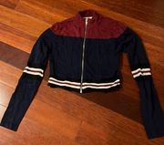 LF Seek Label | Blue Burgundy Crop Sweater Striped XS