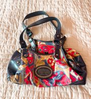 Floral Print Satin Shoulder Purse