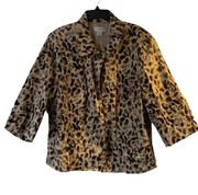 Pre Owned Women’s Sag Harbor Cheetah Leopard Print 3/4 Sleeve Jacket Size XL