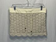 Crochet Cream Metallic Thread Mini Skirt Size Medium